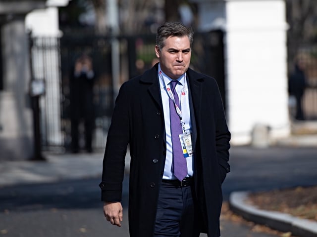 CNN White House correspondent Jim Acosta arrives at the White House in Washington, DC, November 16, 2018. - Judge Timothy Kelly ordered the White House on November 16 to reinstate Acosta's press credentials, whose pass was revoked after a heated exchange with US President Donald Trump, the network said. Kelly issued a temporary restraining order that requires the White House to restore Acosta's access until a full hearing is held, according to CNN. (Photo by SAUL LOEB / AFP) (Photo by SAUL LOEB/AFP via Getty Images)