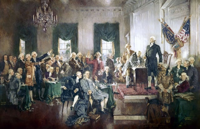 The Signing of the Constitution of the United States oil painting on canvas by Howard Chandler Christy.