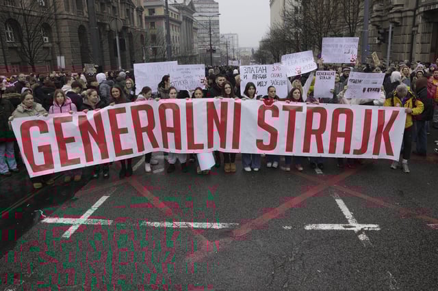 Protesters in Belgrade 2024