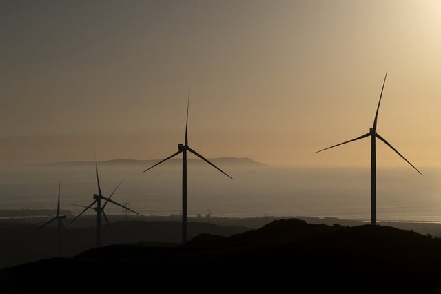 Wind turbines are pictured in Tarifa, Spain on January 24, 2025.