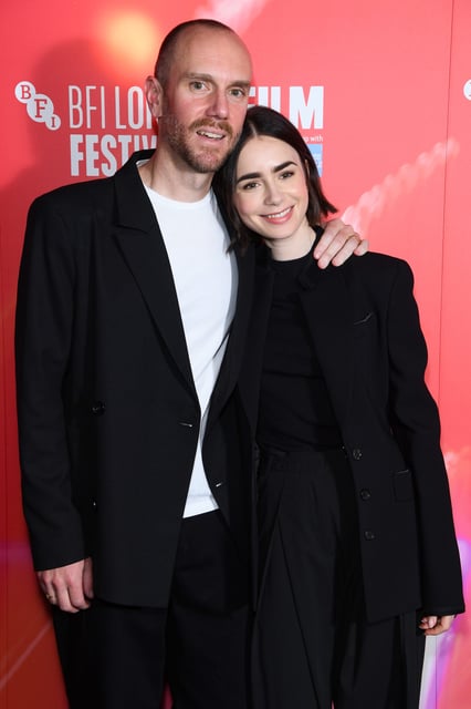 Charlie McDowell and Lily Collins attend the "The Summer Book" special presentation during the 68th BFI London Film Festival at The Curzon Mayfair on Oct. 12, 2024, in London.