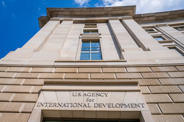 The front of the U.S. Agency of International Development headquarters building on Sept. 15, 2014, in Washington, D.C.