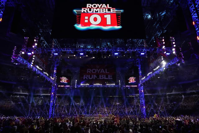 Wrestlers battle during the Royal Rumble match during the Royal Rumble at The Dome at America's Center.