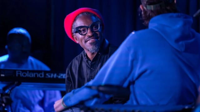 André 3000 speaks on stage during An Evening With André 3000 at GRAMMY Museum L.A. Live on December 13, 2024 in Los Angeles, California (Randy Shropshire/Getty Images for The Recording Academy)