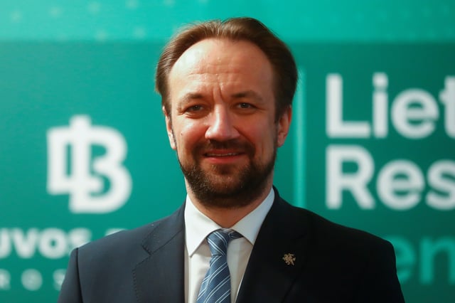 The new governor of the Lithuanian central bank, Gediminas Simkus, poses for a picture in Vilnius, Lithuania, April 1, 2021. REUTERS/Ints Kalnins/File photo