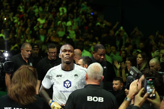 Israel Adesanya of Nigeria walks out to the Octagon to fight Dricus Du Plessis of South Africa in the middleweight championship fight during UFC 305 at RAC Arena on August 18, 2024 in Perth, Australia