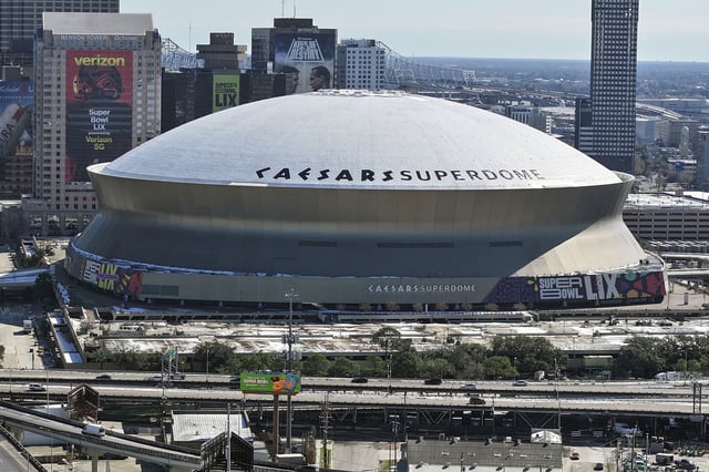 The Caesars Superdome in New Orleans has hosted seven Super Bowls since it opened in 1975.