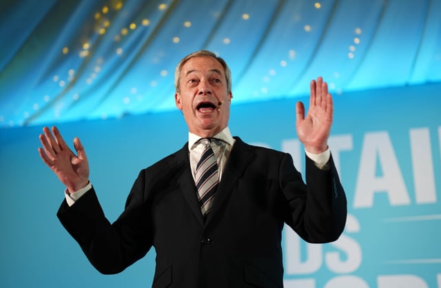 Vergleicht seinen Umfrage-Erfolg mit dem Wahlsieg von Donald Trump: Nigel Farage. Foto:picture alliance / empics | Jordan Pettitt
