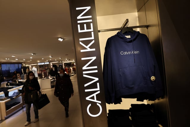 Clothing by Calvin Klein, a brand owned by PVH Corp., is pictured for sale in a store in Manhattan, New York City, U.S., November 30, 2021. REUTERS/Andrew Kelly/File Photo