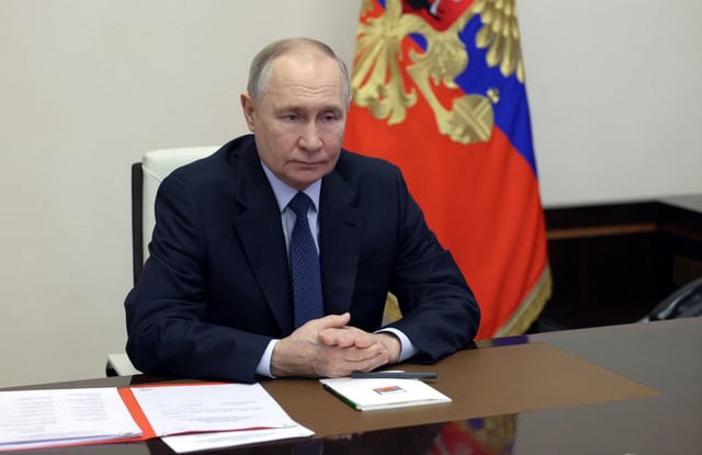 Russian President Vladimir Putin chairs a meeting with members of the Security Council of Russia via video link at the Novo-Ogaryovo state residence outside Moscow, Russia January 31, 2025. Sputnik/Gavriil Grigorov/Pool via REUTERS/File Photo