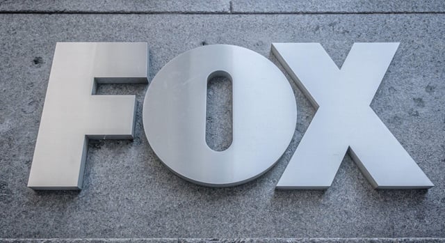 2RE60R4 USA. 25th July, 2023. Marquee at the main entrance to the FOX News Headquarters at NewsCorp Building in Manhattan. (Photo by Erik McGregor/Sipa USA) Credit: Sipa USA/Alamy Live News