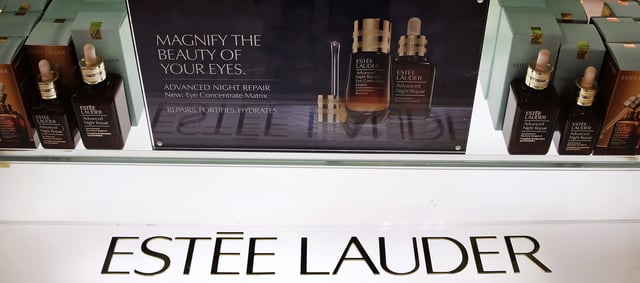 FILE - Estee Lauder products are displayed at a store in Boston, Friday, Aug. 25, 2017. (AP Photo/Charles Krupa, File)
