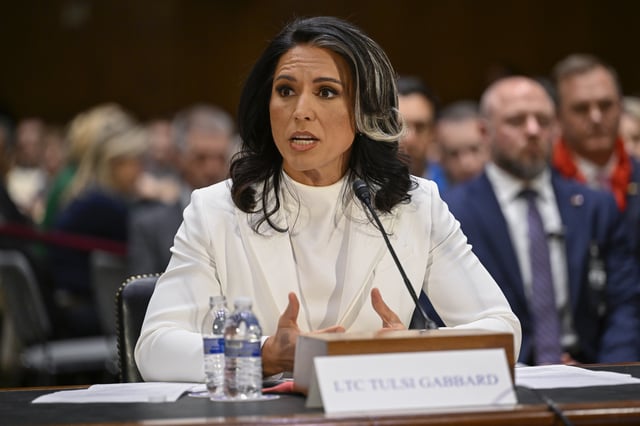 Tulsi Gabbard, President Donald Trump's choice to be the Director of National Intelligence, arrives to appear before the Senate Intelligence Committee for her confirmation hearing on Capitol Hill Thursday, Jan. 30, 2025, in Washington. (AP Photo/John McDonnell)