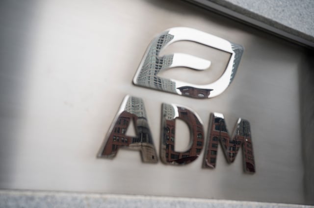 A general view of a logo of the Archer Daniels Midland corporate headquarters in Chicago, Illinois, U.S. November 23, 2024.  REUTERS/Vincent Alban/File Photo