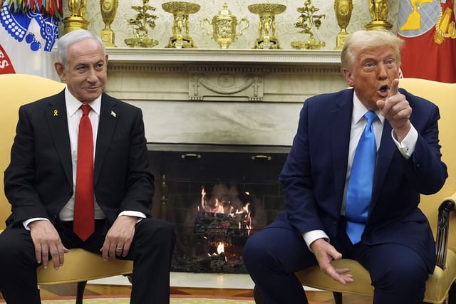 President Donald Trump meets with Israel's Prime Minister Benjamin Netanyahu in the Oval Office of the White House, Tuesday, Feb. 4, 2025, in Washington. (AP Photo/Evan Vucci)