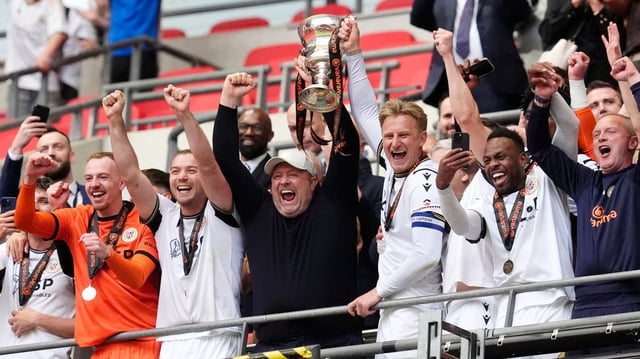 Under the current system, only two National League clubs are promoted every season, meaning Bromley, pictured, had to go via the play-offs last season to reach League Two
