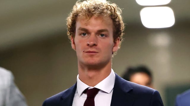 Daniel Penny returns to the courtroom after a break during his trial at Manhattan Criminal Court on December 03, 2024 in New York City.