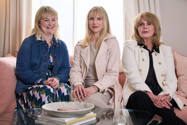 Philippa Dunne as Anne, Lucy Punch as Amanda and Joanna Lumley as Felicity (Photo: Natalie Seery/BBC/Merman)