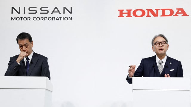 Des informations de presse faisant état de l’abandon du projet de fusion entre Honda et Nissan.