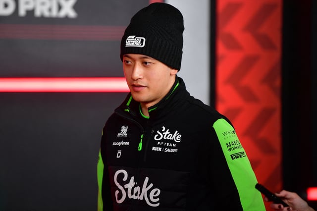 Nov 23, 2024; Las Vegas, Nevada, USA; Stake F1 Sauber driver Zhou Guanyu (24) arrives for the Las Vegas Grand Prix at Las Vegas Circuit. Gary A. Vasquez-Imagn Images/ File Photo