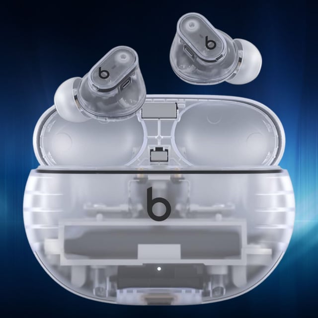 Beats Studio Buds+ on a blue aura background