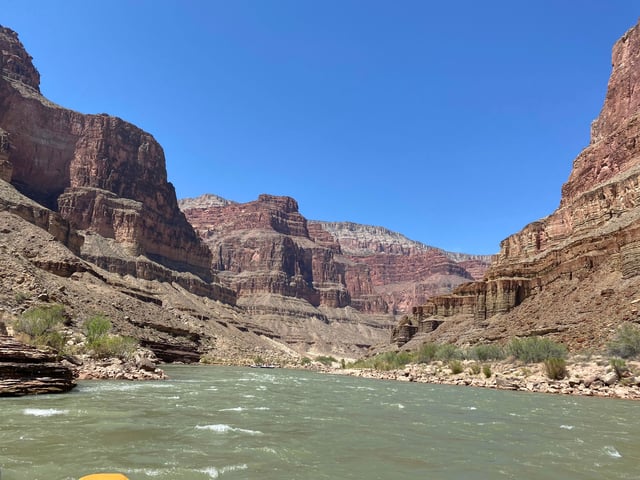 The walls of the Grand Canyon seen from river level, while dramatic, are not as high as those of the lunar grand canyons.