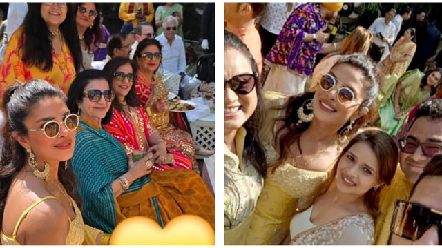 Priyanka Chopra with her family and relatives at the haldi ceremony.