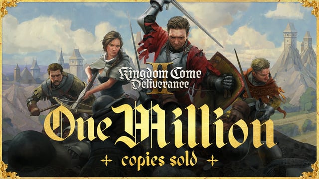 A poster celebrating one million sales for Kingdom Come: Deliverance 2.