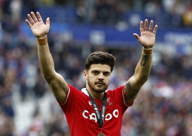 Rugby Union - Six Nations Championship - France v Wales - Stade de France, Saint-Denis, France - March 18, 2023 France's Romain Ntamack celebrates after the match REUTERS/Gonzalo Fuentes/File Photo
