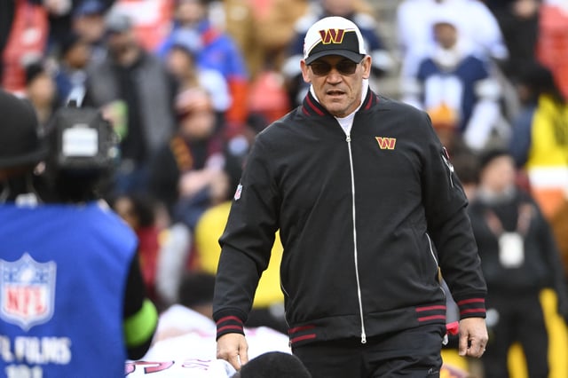 Jan 7, 2024; Landover, Maryland, USA; Washington Commanders head coach Ron Rivera on the field before the game against the Dallas Cowboys at FedExField. Mandatory Credit: Brad Mills-USA TODAY Sports/File Photo