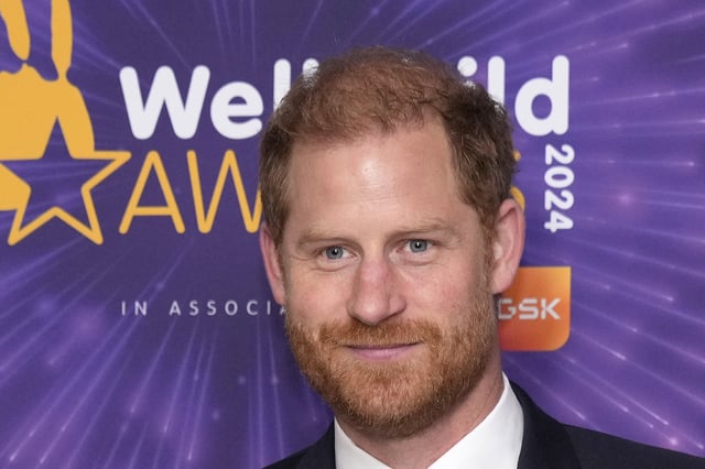 FILE - Britain's Prince Harry arrives to attend the WellChild Awards ceremony in London, Monday, Sept. 30, 2024. The event celebrates inspirational young people living with serious illnesses.(AP Photo/Kirsty Wigglesworth, File)