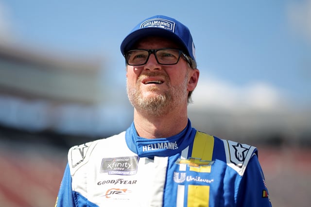 Dale Earnhardt Jr., driver of the #88 Hellmann&#39;s Chevrolet, looks on during qualifying for the NASCAR Xfinity Series Food City 300 at Bristol Motor Speedway on September 20, 2024 in Bristol, Tennessee.
