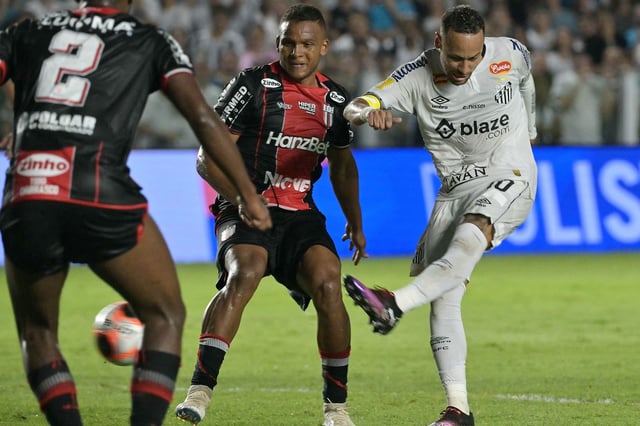 Neymar (right) was introduced from the bench after halftime as Santos drew with Botafogo.