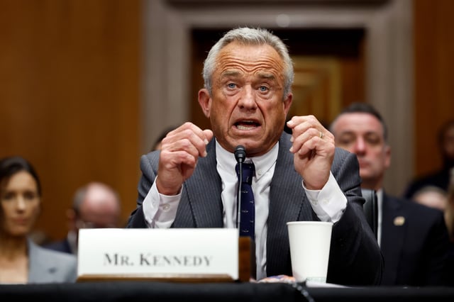 Robert F. Kennedy Jr. testifies during his Senate Committee on Health, Education, Labor and Pensions confirmation hearing at the Dirksen Senate Office Building on January 30, 2025 in Washington, DC.