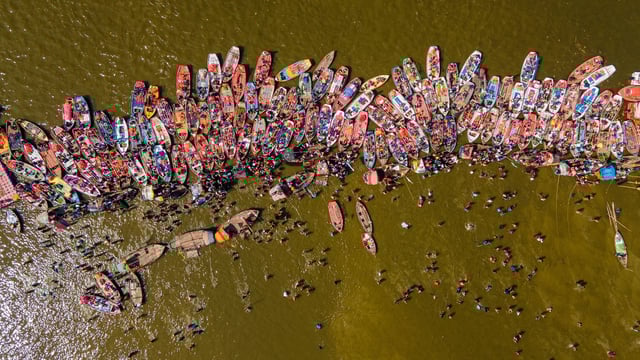 The Maha Kumbh Mela 2025 began on January 13, 2025, with the Paush Purnima Snan, and will conclude on February 26, 2025, aligning with Maha Shivratri. In pic: Devotees take a holy dip at the Sangam during the ongoing Maha Kumbh Mela 2025, in Prayagraj, Uttar Pradesh. 