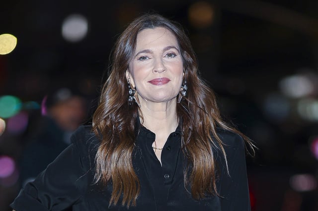 Drew Barrymore arrives to "The Late Show with Stephen Colbert" on January 28, 2025 in New York.