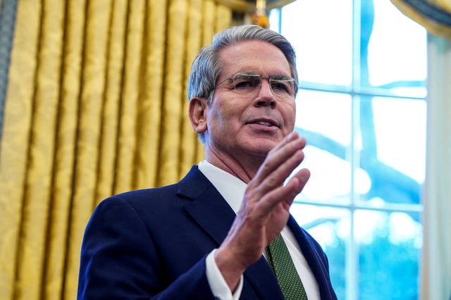 U.S. Secretary of the Treasury Scott Bessent speaks at the White House, in Washington, U.S. February 3, 2025. REUTERS/Elizabeth Frantz/File Photo