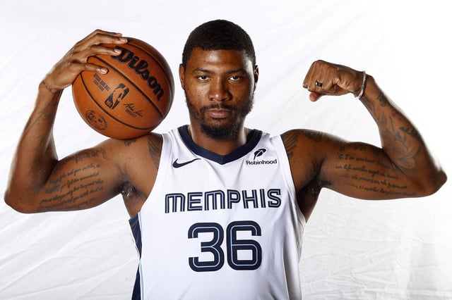 Sep 30, 2024; Memphis, TN, USA; Memphis Grizzlies guard Marcus Smart (36) during media day at FedEx Forum. Mandatory Credit: Petre Thomas-Imagn Images/File Photo