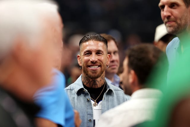 Jun 14, 2024; Dallas, Texas, USA; Soccer player Sergio Ramos attends game four of the 2024 NBA Finals between the Boston Celtics and the Dallas Mavericks at American Airlines Center. Mandatory Credit: Peter Casey-USA TODAY Sports/File Photo