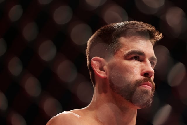 LAS VEGAS, NEVADA - DECEMBER 11: Dominick Cruz looks on before his bantamweight  fight against Pedro Munhoz of Brazil during the UFC 269 event at T-Mobile Arena on December 11, 2021 in Las Vegas, Nevada.