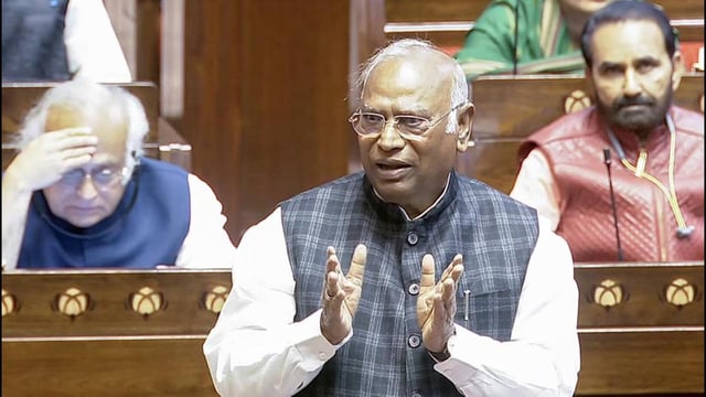 Leader of Opposition in Rajya Sabha Mallikarjun Kharge. (Sansad Tv)