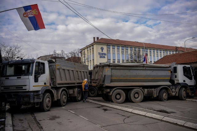 A Serb roadblock in the ethnically divided northern Kosovo town of Mitrovica