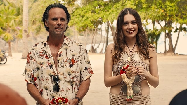 Walton Goggins and Aimee Lou Wood play Rick and Chelsea
