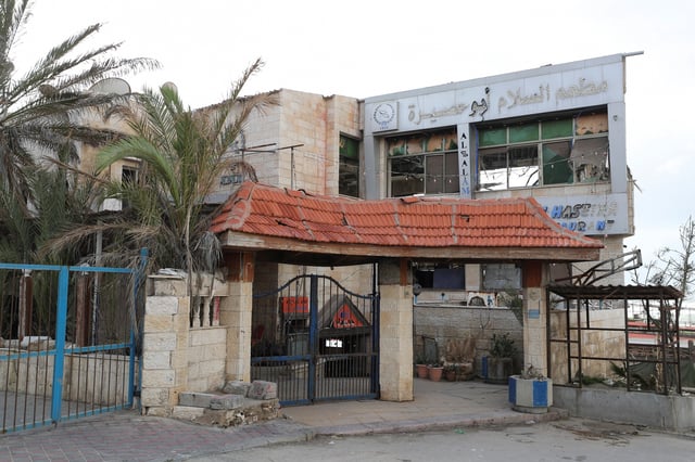 The Alsalam restaurant stands damaged, amid a ceasefire between Israel and Hamas, after a proposal by U.S. President Donald Trump for the U.S. to take over Gaza and displace its residents, in Gaza City February 6, 2025. REUTERS/Dawoud Abu Alkas