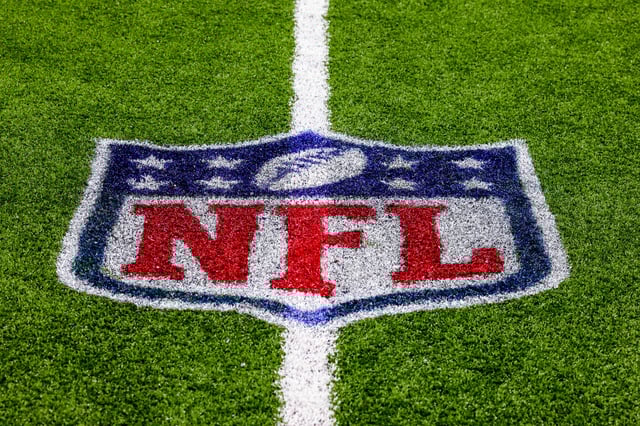 Oct 16, 2022; New Orleans, Louisiana, USA; A general view of the NFL shield logo on the field after the game between the New Orleans Saints and the Cincinnati Bengals at Caesars Superdome. Stephen Lew-USA TODAY Sports/File Photo
