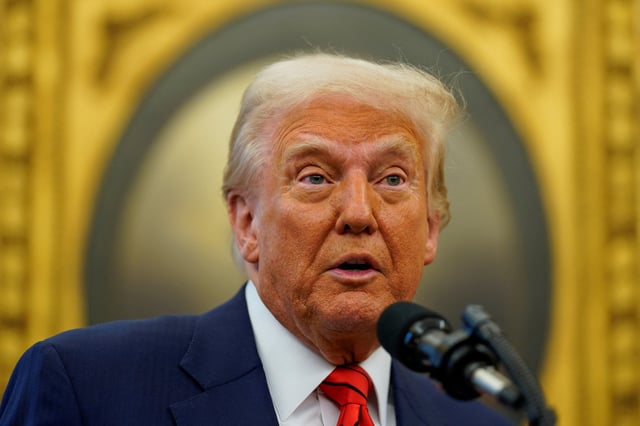 Le président américain Donald Trump s’exprime à la Maison Blanche à Washington, États-Unis, le 5 février 2025.