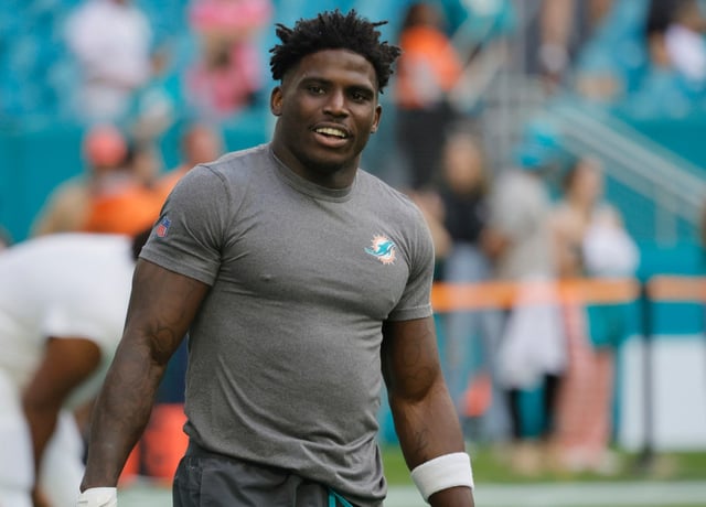 Miami Dolphins wide receiver Tyreek Hill (10) is seen before the game against San Francisco 49ers, Sunday, Dec. 22, 2024 at Hard Rock Stadium in Miami Gardens. (Joe Cavaretta/South Florida Sun Sentinel)