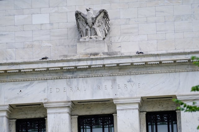 The exterior of the Marriner S. Eccles Federal Reserve Board Building is seen in Washington, D.C., U.S., June 14, 2022. REUTERS/Sarah Silbiger/File Photo