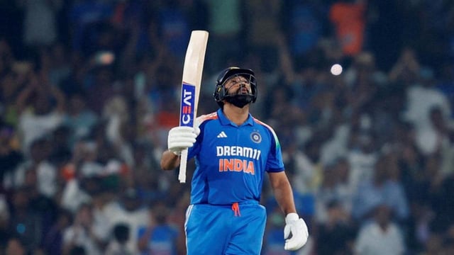 Rohit blazed his way to a 90-ball 119 with 12 fours and seven sixes to set up India’s four-wicket win over England in the second ODI (REUTERS)