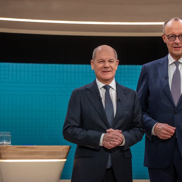 Im TV-Duell waren SPD-Kanzlerkandidat Olaf Scholz und Unions-Kanzlerkandidat Friedrich Merz Konkurrenten - doch sind die beiden Parteien bald in einer Koalition?